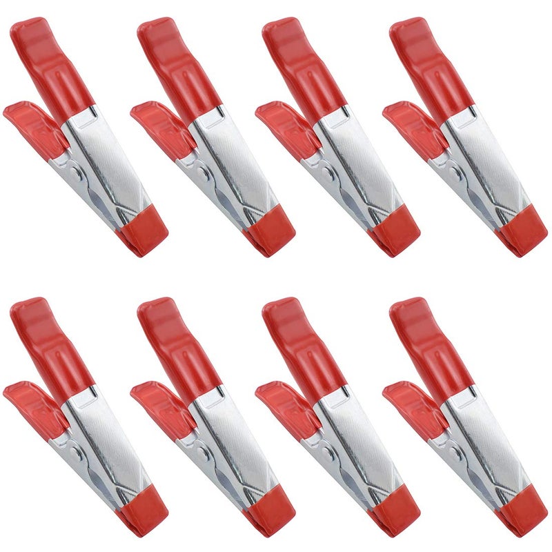 OZXNO 8 PCS 4-Inch Metal Spring Clamps Heavy Duty Tent Clips for Woodworking Camping (OZXNO,Maximum Opening 3.5CM) - Image 1